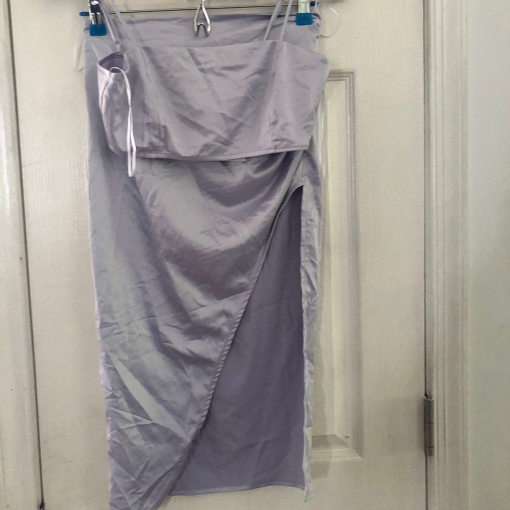 Fashion Nova Satin Skirt Set M